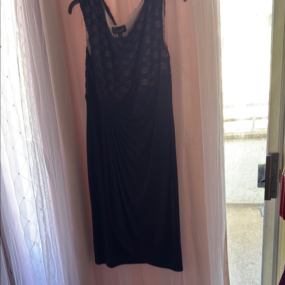 Connected Apparel Black Lace Midi Dress